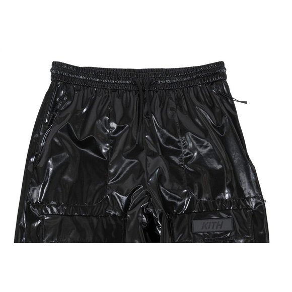Kith Men Cargo Jogging Pants Size Small Gloss Black Logo Stretch Track Trousers - Picture 5 of 12